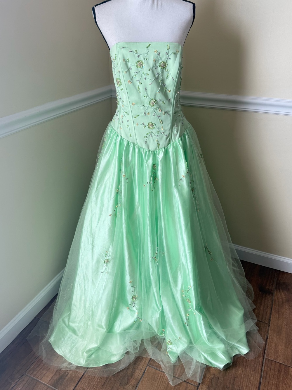Jessica Design Mint Green Strapless Tulle Ball Gown Fairy Whimsical Princess